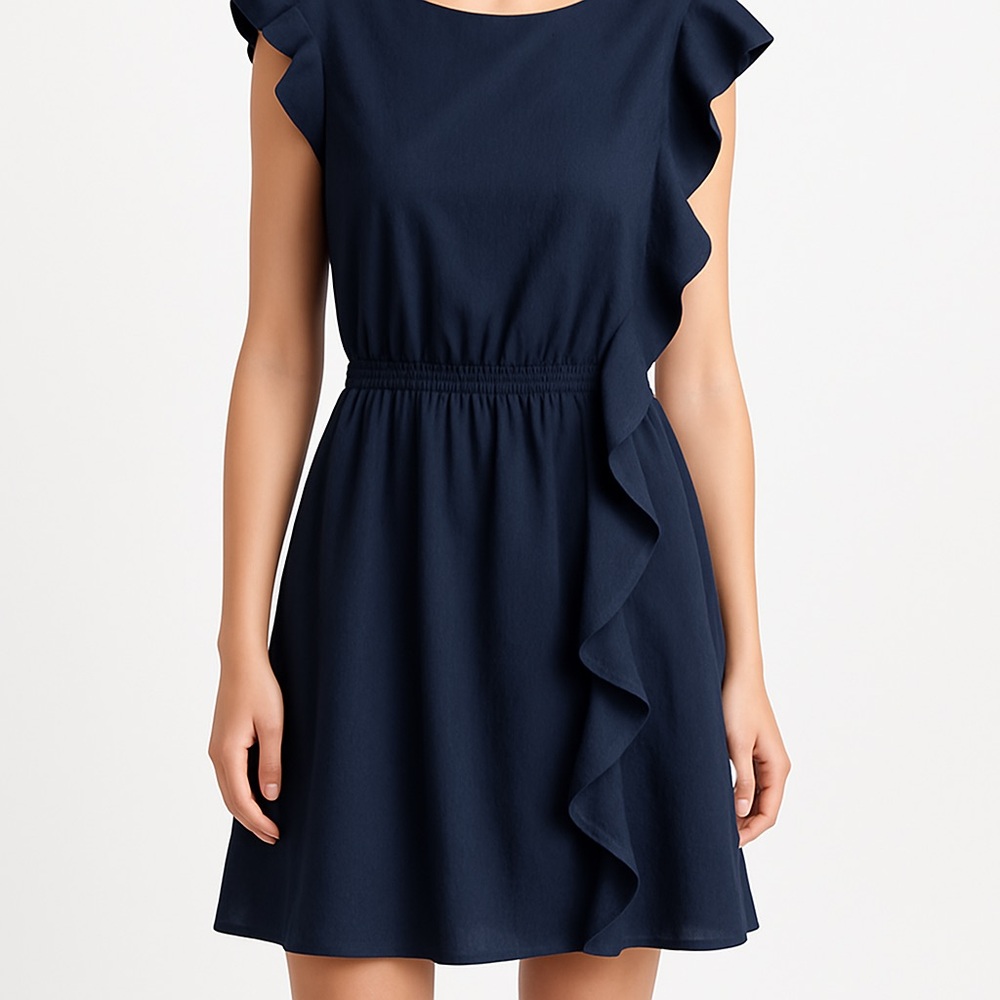 Flattering GAP Black Ruffle Sleeveless Dress size 14